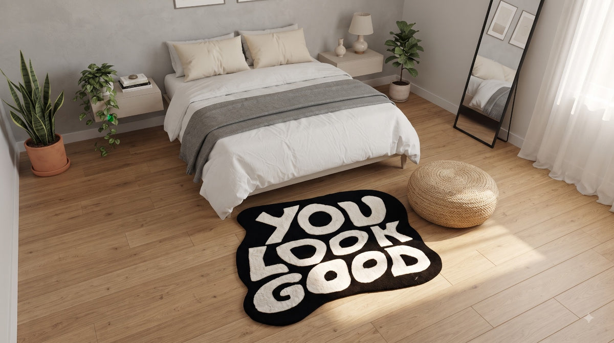 You Look Good" Tufted Rug