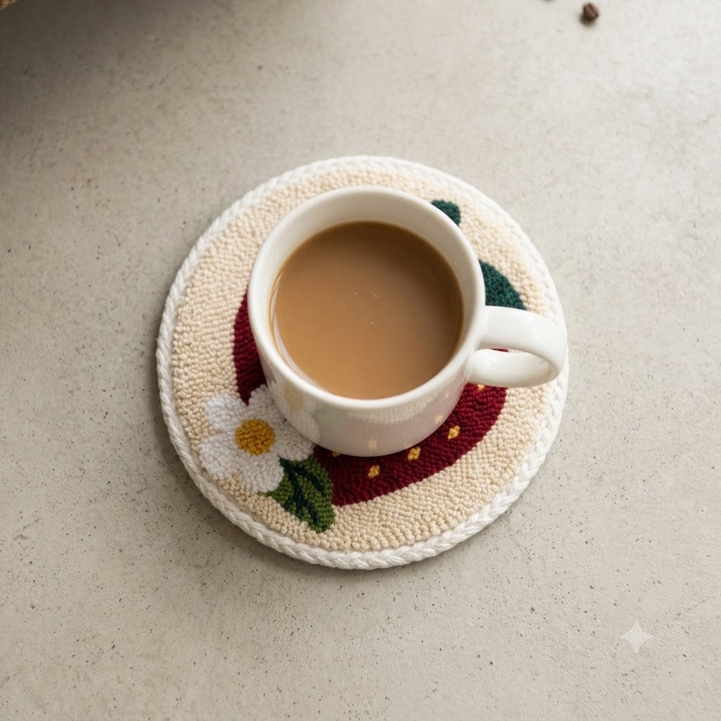 Berry Blossom Strawberry Mug Rug