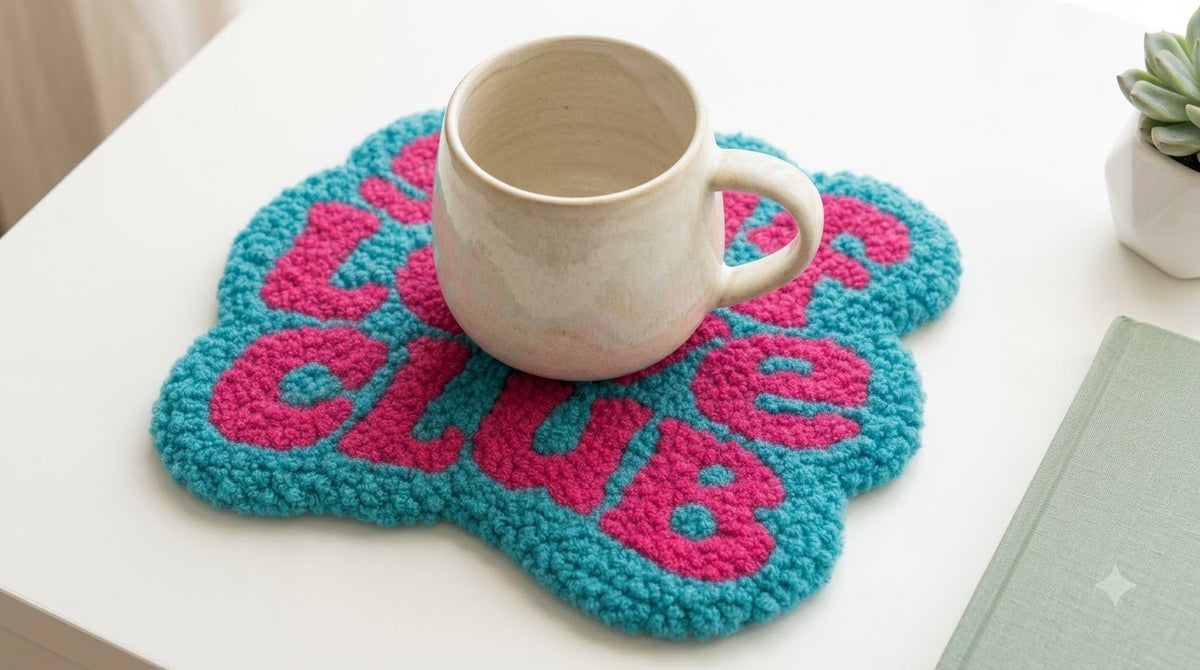 Self Love Club Punch Needle Mug Rug