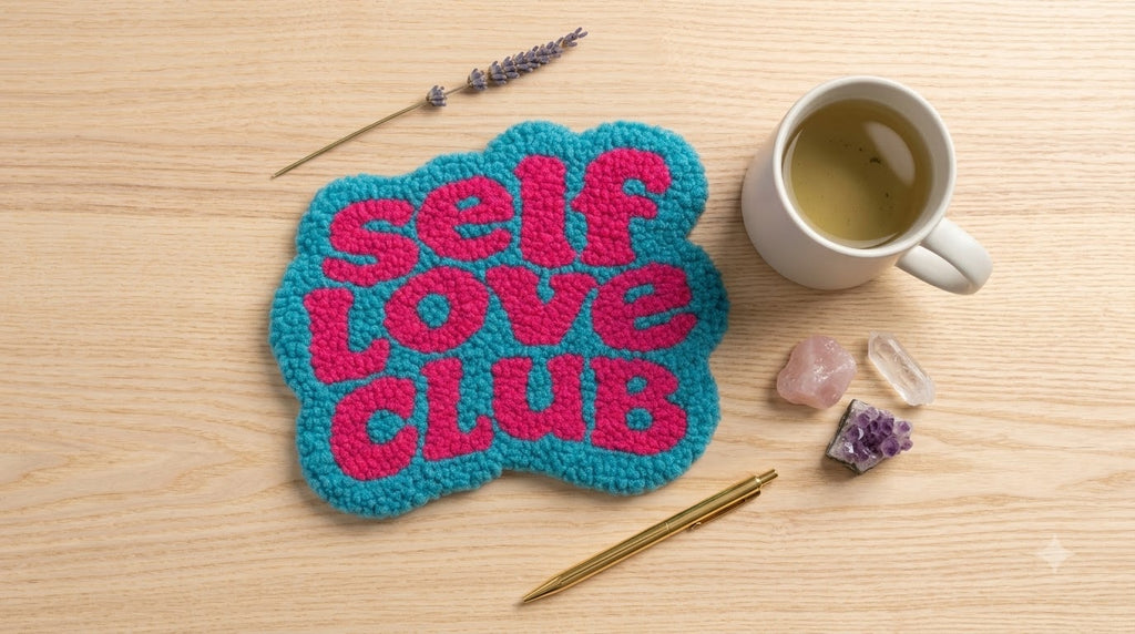 Self Love Club Punch Needle Mug Rug