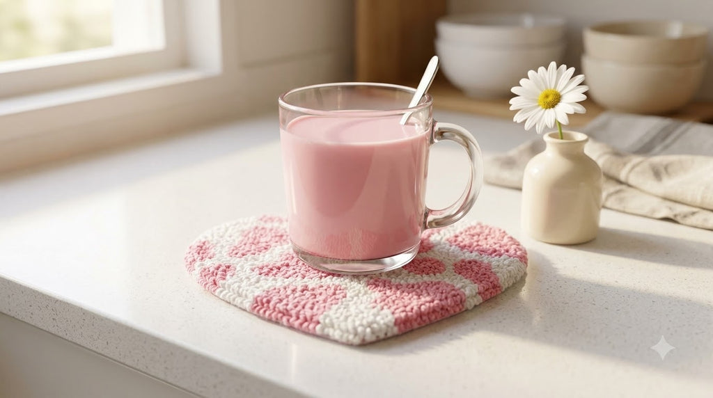 Strawberry Cow Heart Mug Rug