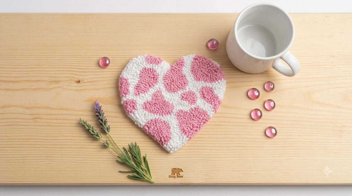 Strawberry Cow Heart Mug Rug