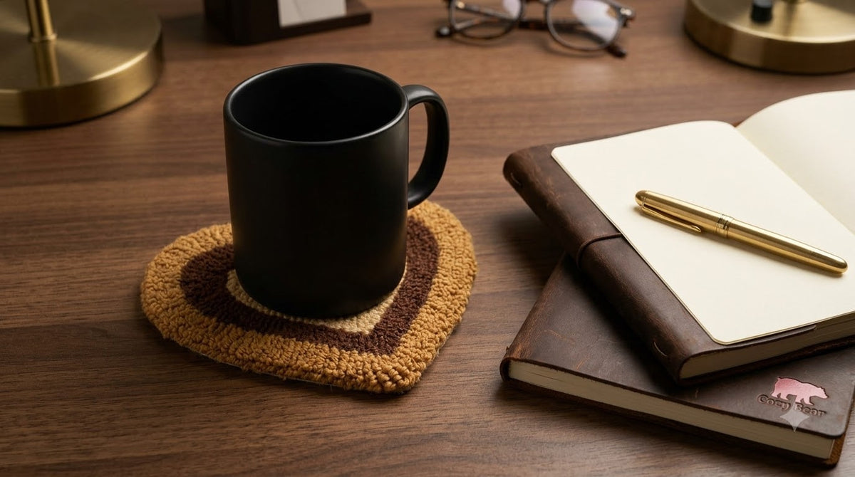 Mocha Ripple Heart Mug Rug