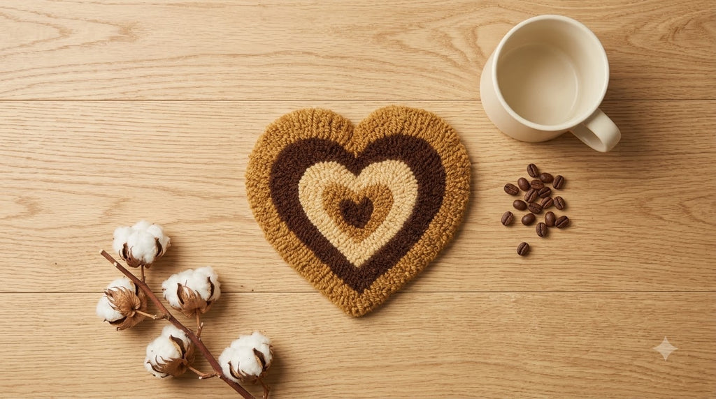 Mocha Ripple Heart Mug Rug
