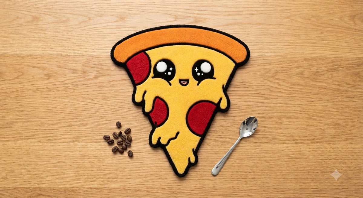Cheesy Smile Pizza Slice Mug Rug