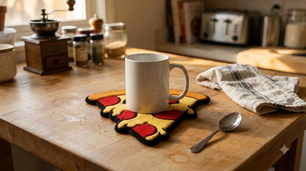 Cheesy Smile Pizza Slice Mug Rug