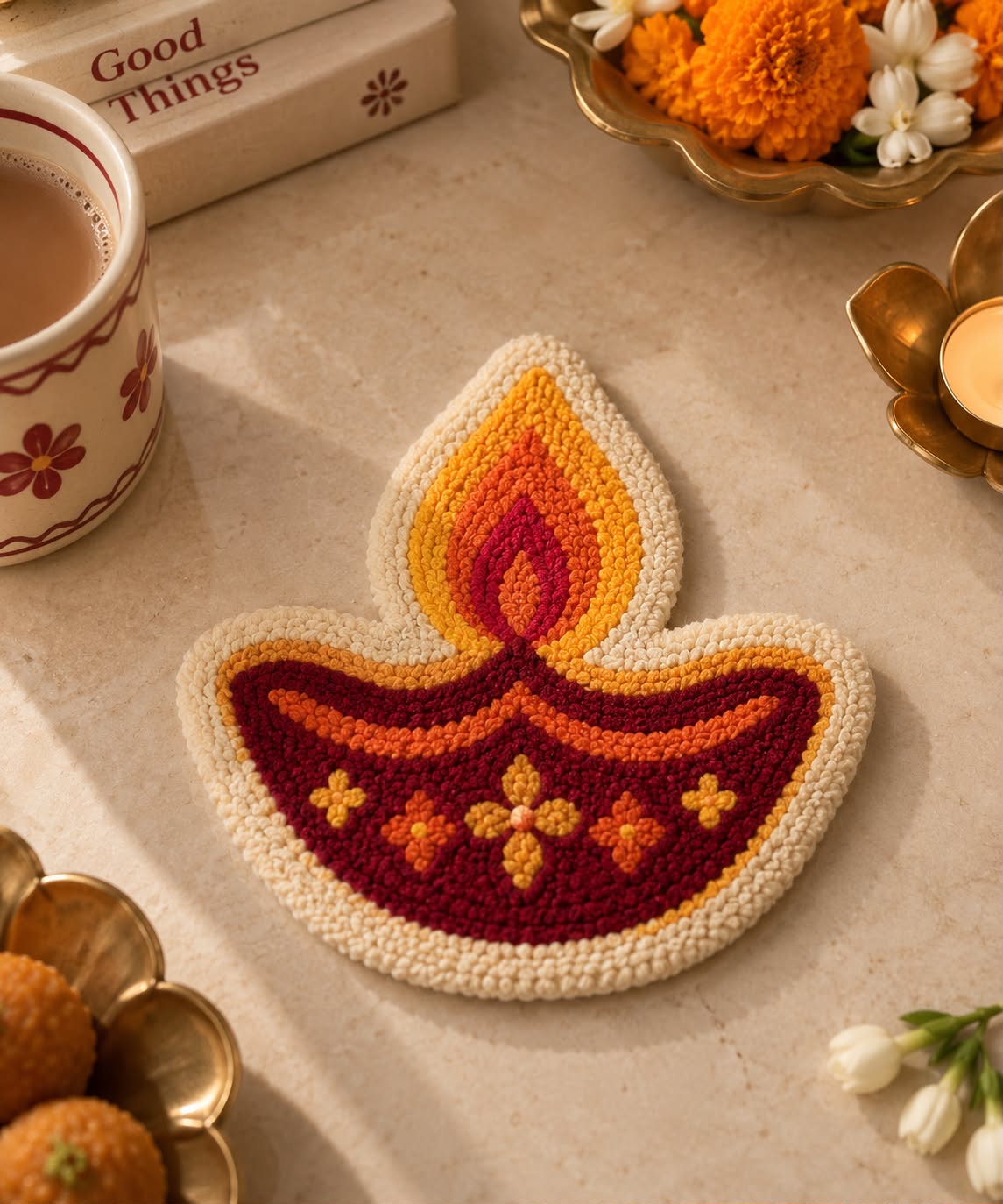 Diwali Diya Shaped rug