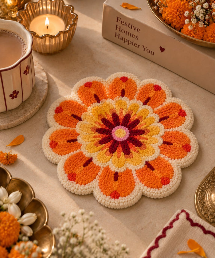 Diwali Marigold Shaped Rug