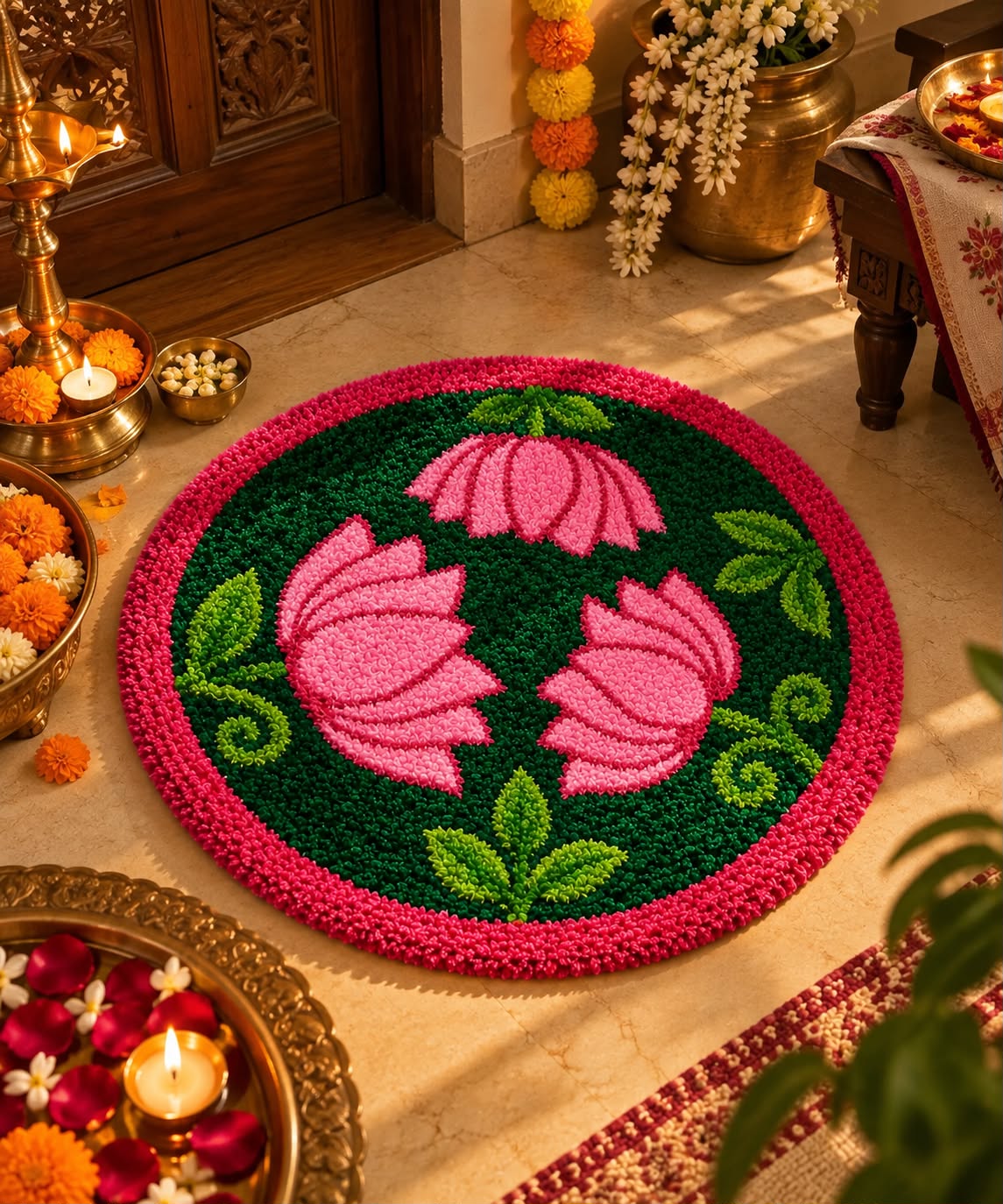 Round Tufted Lotus Mandaba Rug